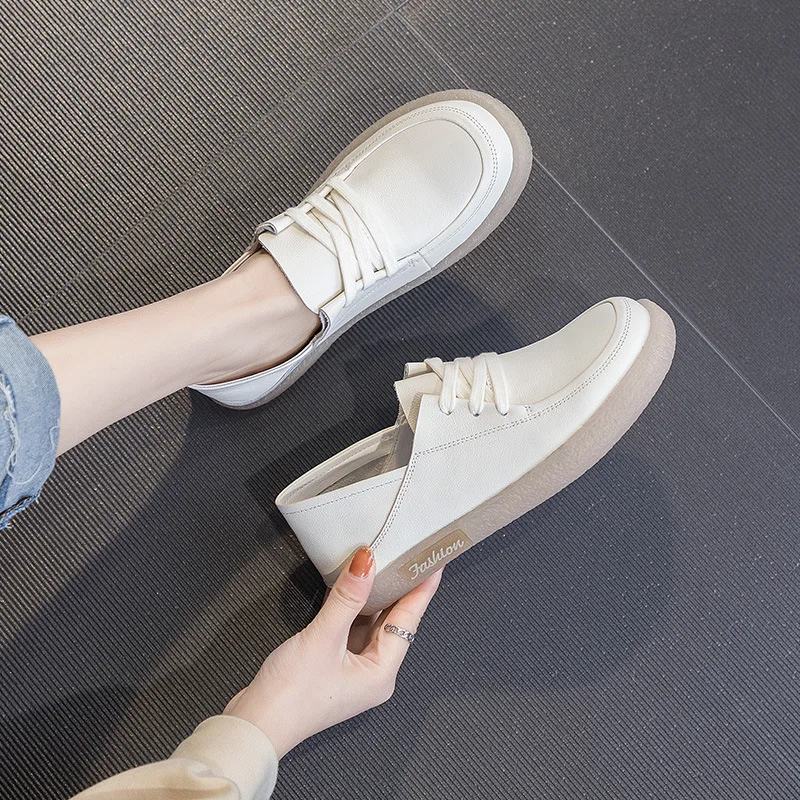 

Женские туфли Le Fu из натуральной кожи, новинка 2026 года, для работы и повседневной носки, на шнуровке, с мягкой кожаной подошвой, на каблуке, повседневные туфли-лодочки