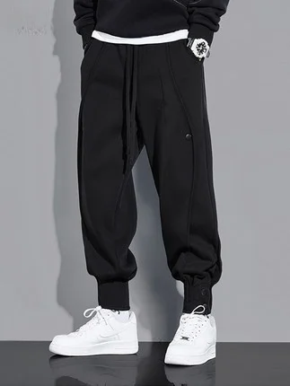 

Loose Men's Casual Pants Spring New Sle Button Detail Sweatpants Hip Hop Sportswear Trendy Internet Famous INS Trousers