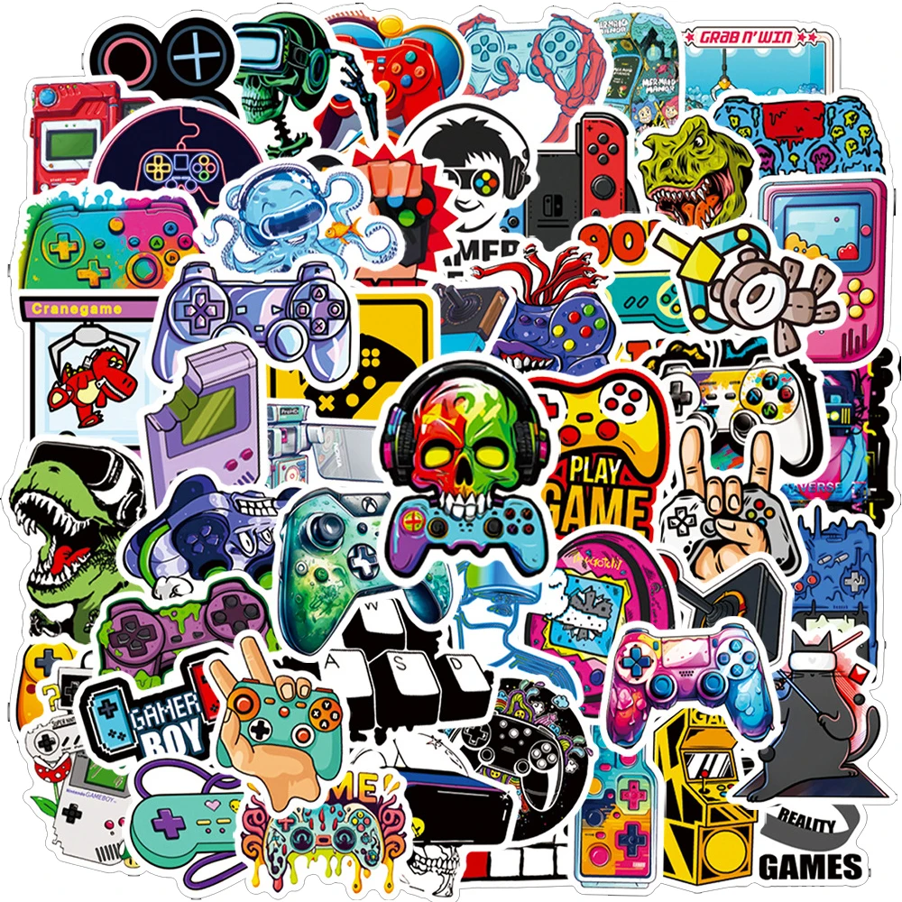 10/30/50pcs Funny Cartoon Vedio Game Stickers Cool Skull Joystick Gamepad Decals DIY Skateboard Phone Diary Scrapbooking Sticker