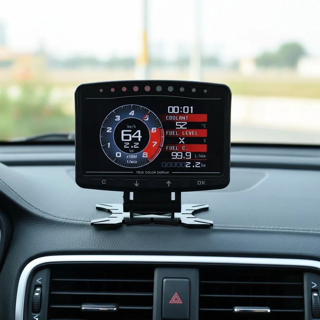 

Новый автомобильный дисплей A208 Smart Gauge OBD2 HUD с поддержкой нескольких языков, высокой производительностью и функцией оповещения о скорости