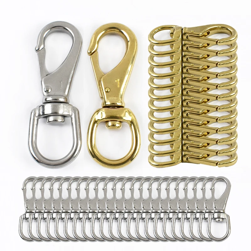 

1/2Pcs Bag Strap Clip Buckles Solid Brass + Stainless Steel Swivel Clasp Pet Collar Metal Snap Hook DIY Keychain Accessories