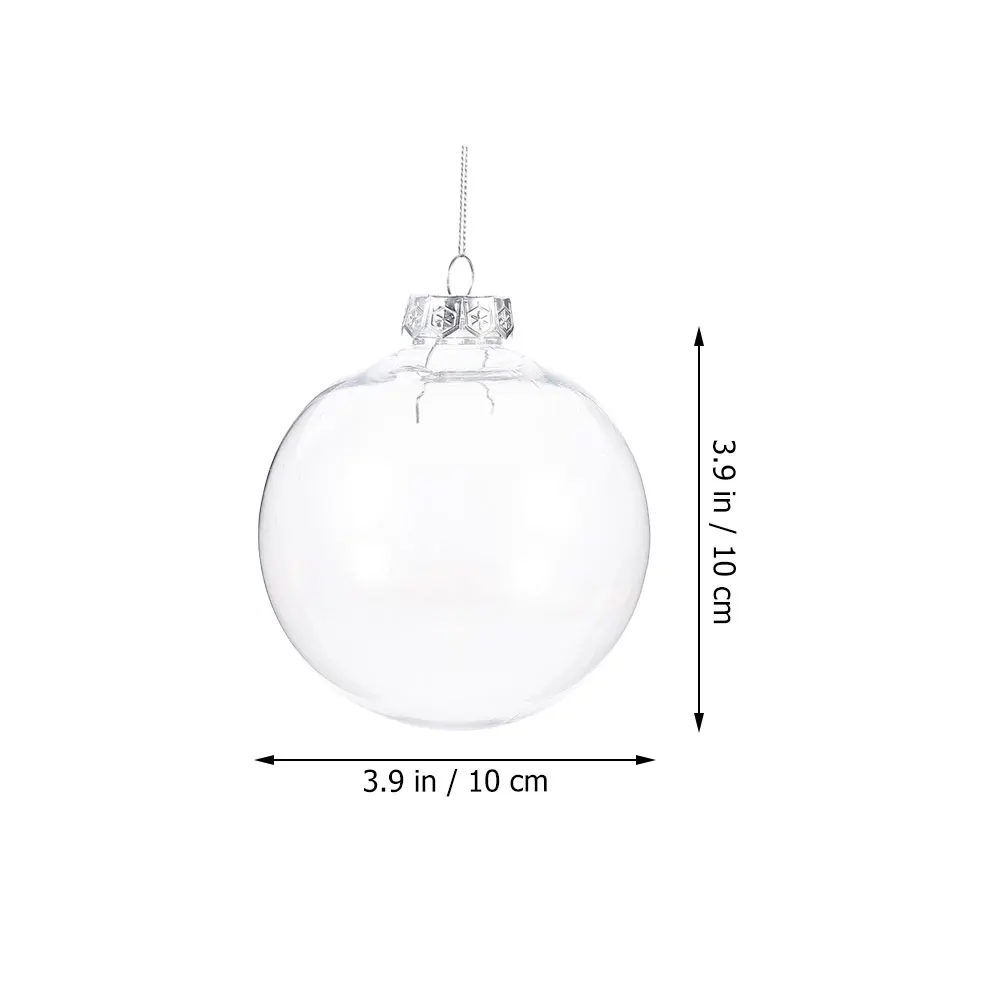 10/12pcs Christmas Transparent Ball Plastic Fillable Bauble 8-10cm Xmas Tree Hanging Ornaments Decoration Wedding Party Gift Box