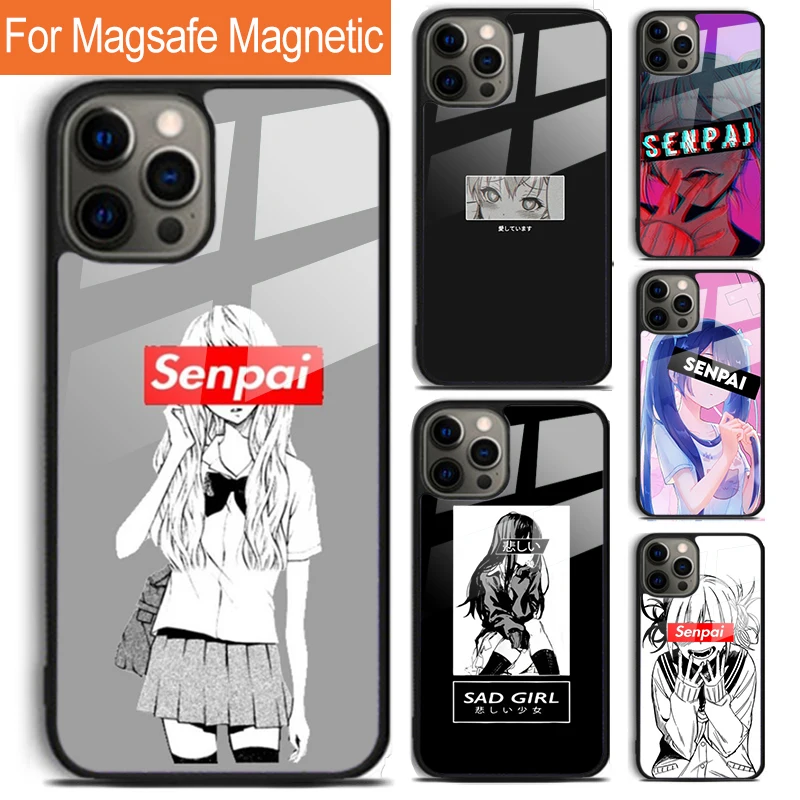 

Sad Anime Aesthetic Senpai Phone Case For iPhone 16 15 14 13 12 11 Pro Max Plus Magsafe Magnetic Wireless Charging Cover