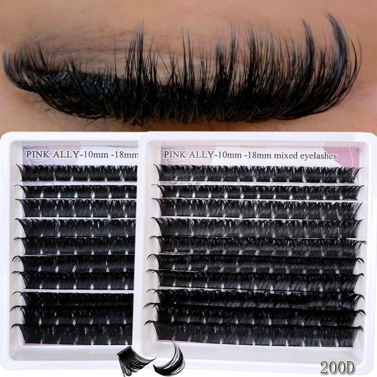 DIY Wimpern 100D-200D Einzelne Cluster-Wimpern 0.07D Lockige und Flauschige Dicke Cluster-Wimpern 10-18mm Gemischte Dramatische Wimpern