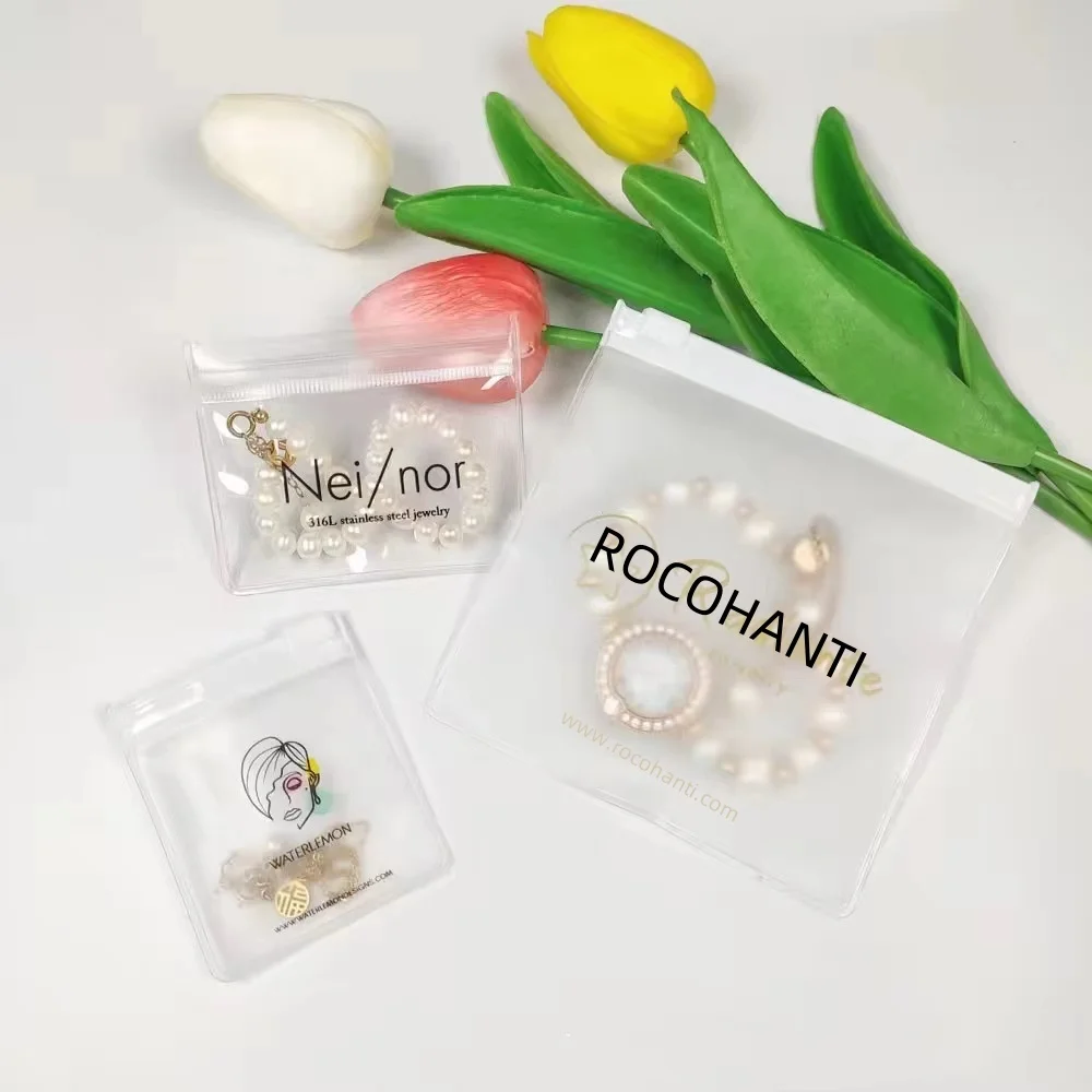100x Custom LOGO Zip Lock Bags Mini PVC Clear Pouch Small Tansparent Jewellery Bag Plastic Ziplock Jewelry Packaging For Earring