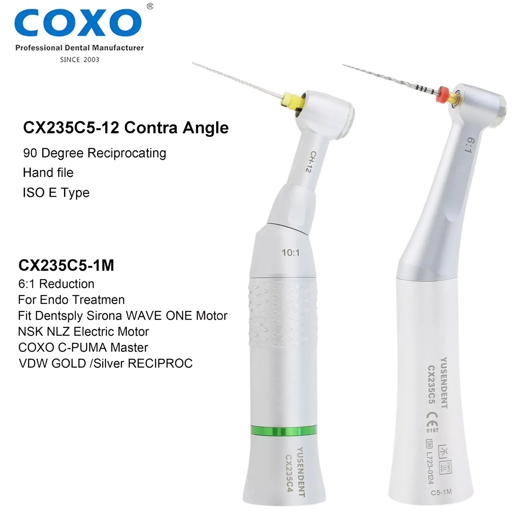 

COXO Endo Dental Handpiece 6:1 10:1 Reciprocating Contra Angle ISO E type For Compatible Dentsply M4