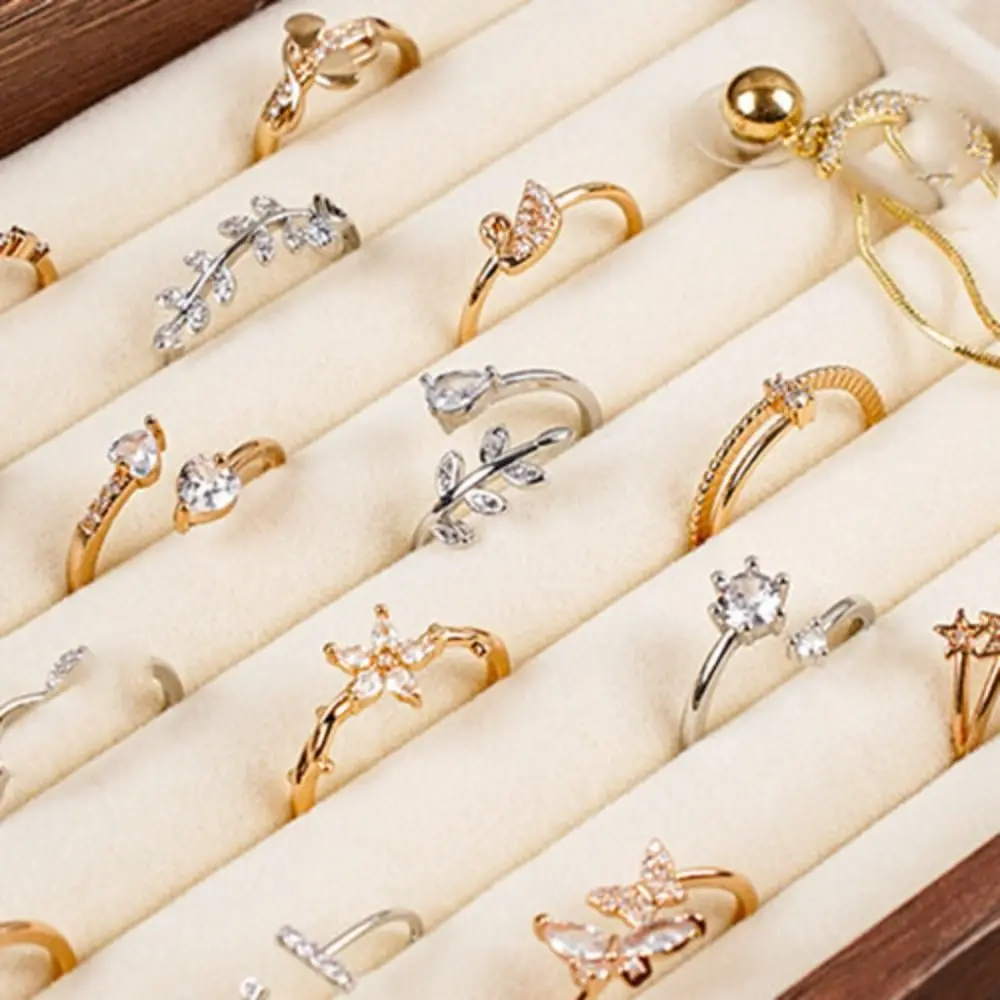 Multi-layer Wooden Jewelry Box Transparent Window Rings Necklace Jewelry Storage Case Organizer Large Capacity Jewelry Holder