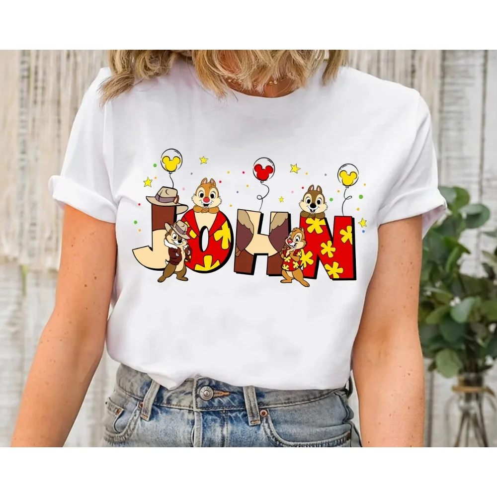 Disney Personalizzata Chip N Dale Personaggio Topolino Palloncino Camicia Nome Personalizzato Camicia per Bambini Chip N Dale Costume T-shirt da Donna da Uomo