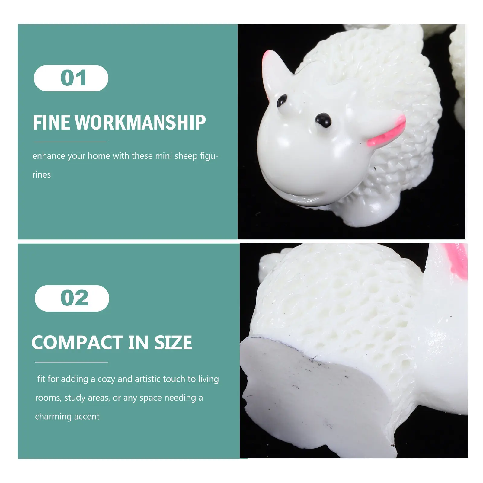 10Pcs Miniature Resin Sheep Statues Lifelike Farm Animal Decor for Desktop Shelf Fairy Garden Educational Room Cozy