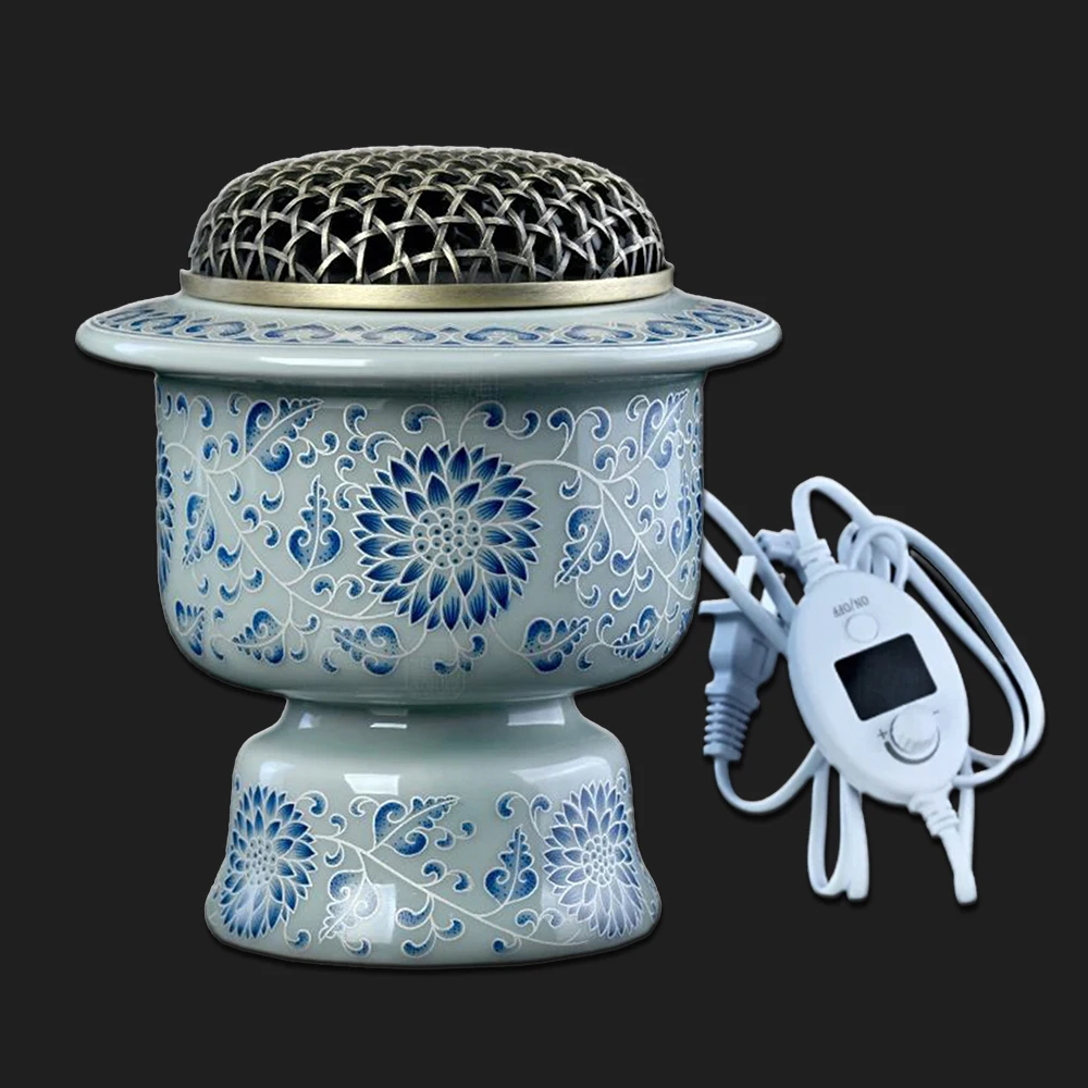 High Temperature Electric Incense Burner, Zen Ceramic Electronic Aroma Burner, 6-Speed Timed Electric Heating Censer for Home