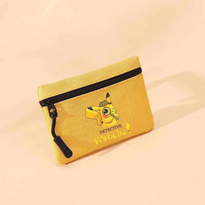 Pokemon Pikachu Ox Cloth Zipper Coin Purse Casual Card Wallet Small Item Bags Women Solid Color Waterproof Card Storage Bag Gift view 2