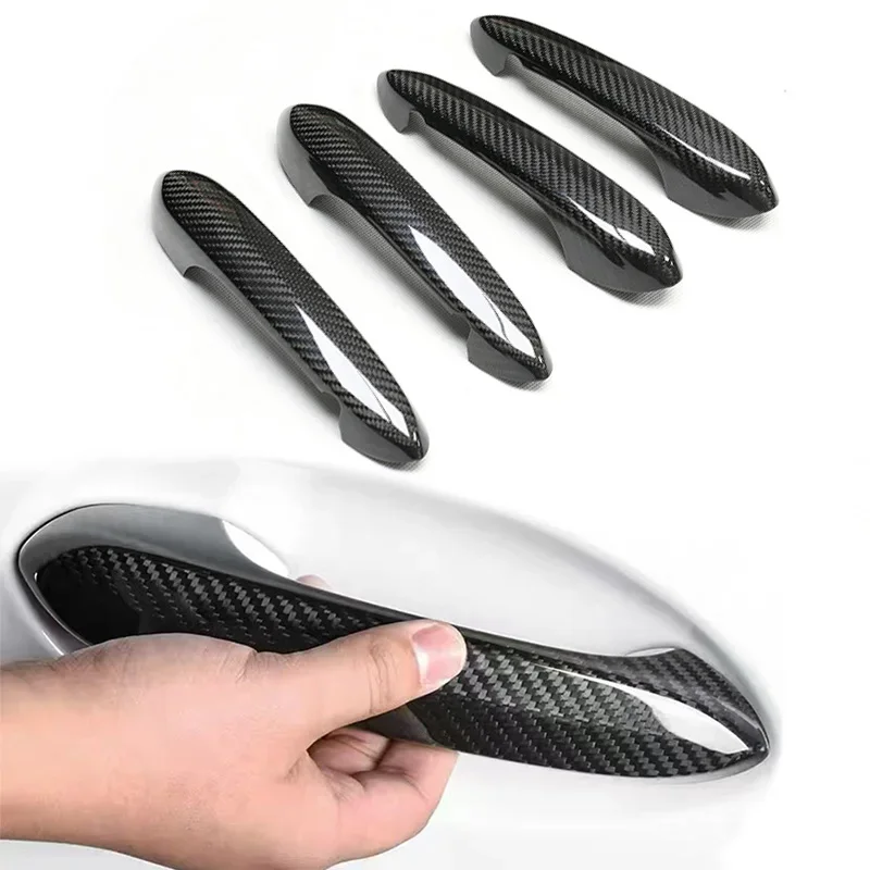 Real Carbon Fiber Car Door Handle Decoration For BMW 3 4 5 6 7 8 X Series X3 X4 X5 X6 X7 G01 G02 G05 G06 F90
