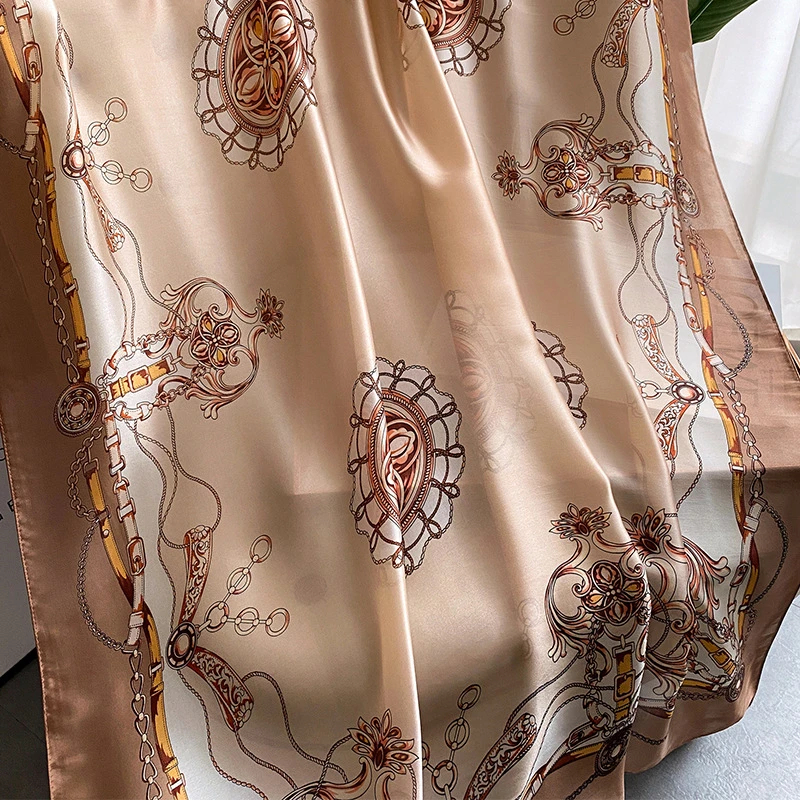 New Luxury Brand Women Silk Scarf Female Scarves Ladies Beach Wrap Chiffon Shawl Bandanna Sunscreen Foulard Muffler Pareo 2022