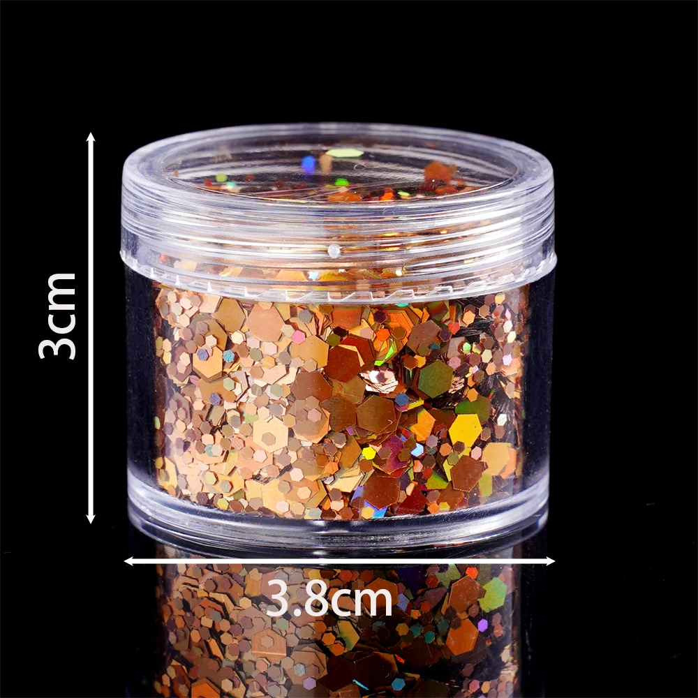 24g/Box Holographic Nail Art Glitter Hexagon Sequins Decorations Flakes Colorful Chunky Color Laser Sequins For DIY Epoxy Resin