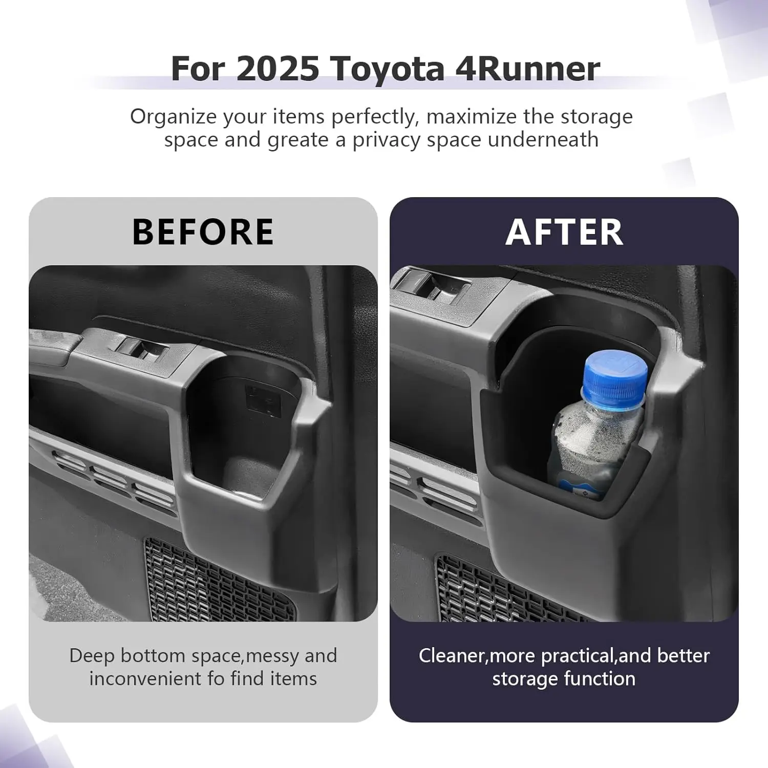 

For 2025 4Runner Center Console Cup Holder For Toyota 4Runner Interior Accessories Rear Seat Door Side Silicone Car Cup Holder