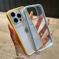 Colorful silicone frame armor hard phone case for iPhone 15 14 13 12 Pro Max full camera shockproof clear back bumper cover