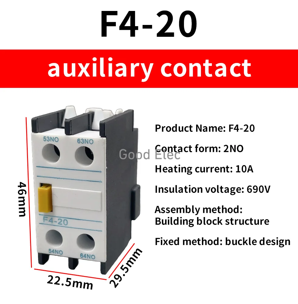 CJX2 AC contactor auxiliary contact F4-11 contact switch 220v one open one close auxiliary contact group