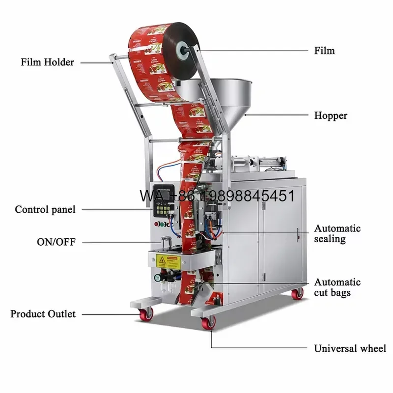 Wmwmnu Automatic Multi Function Paste Filling for Sauce Ketchup Chili Peanut Butter Pouch Sachet Filling and Sealing