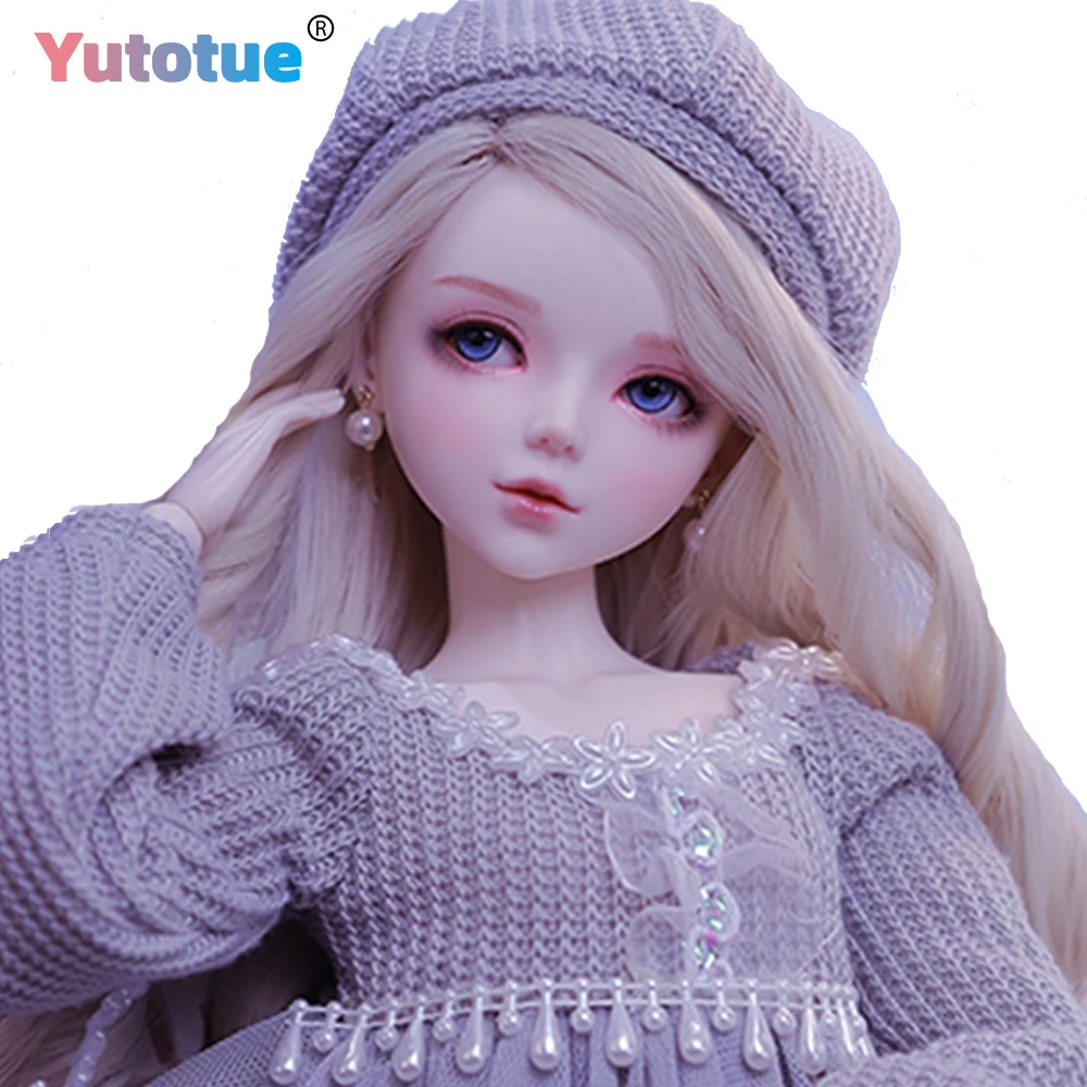 YUTOTUE 56cm Height BJD Toy Female Joints Body with Fashion Clothes Shoes Curly Hair Wig Double Color Eyes Lifelike