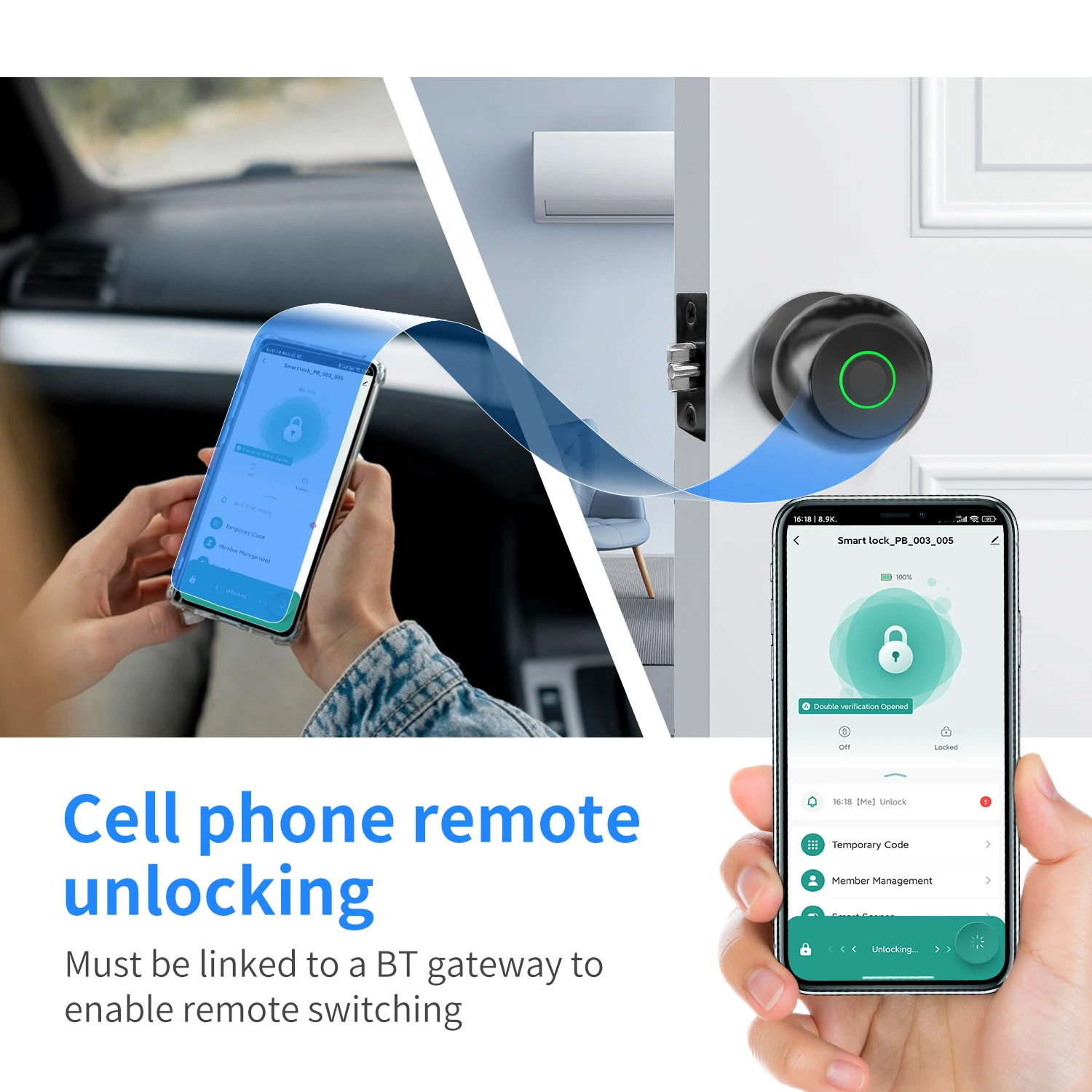 Tuya Smart Lock Riconoscimento delle impronte digitali / Chiave / Smart Life Sblocco remoto Serrature intelligenti per magazzino alberghiero per porte