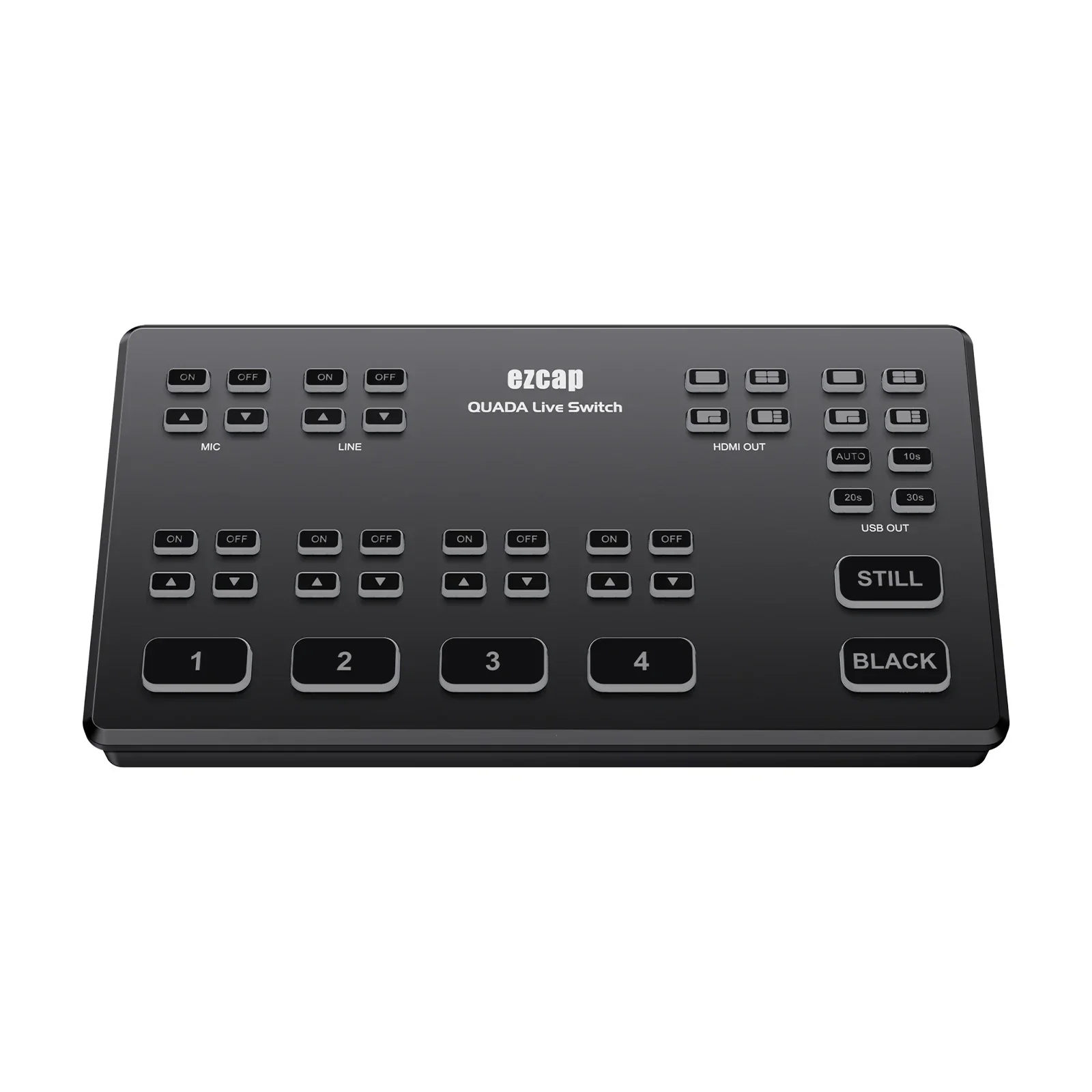 

Ezcap328 Quada Live Switch 4 Port HDMI Video Switcher for Live Streaming Equipment Card Mixer Equipment Photo Studio DSLR Camera