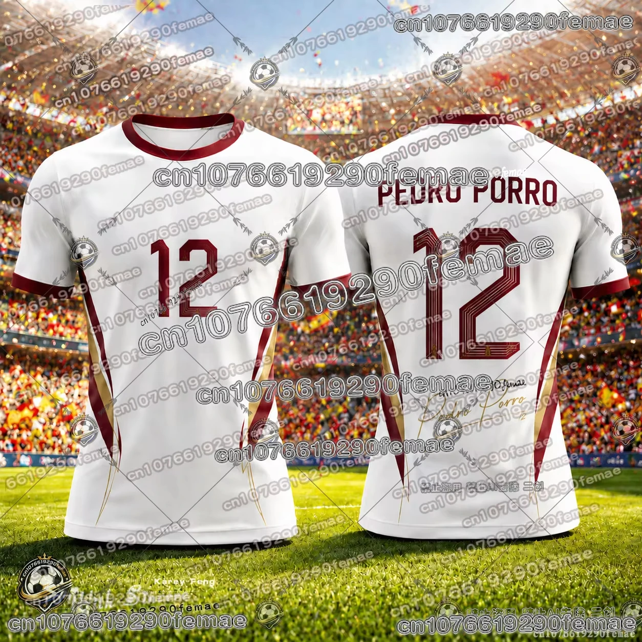New Spain  Special Edition Football Jersey White Kids Adults Summer Quick Dry Breathable Sports Casual Tee Fan Gift