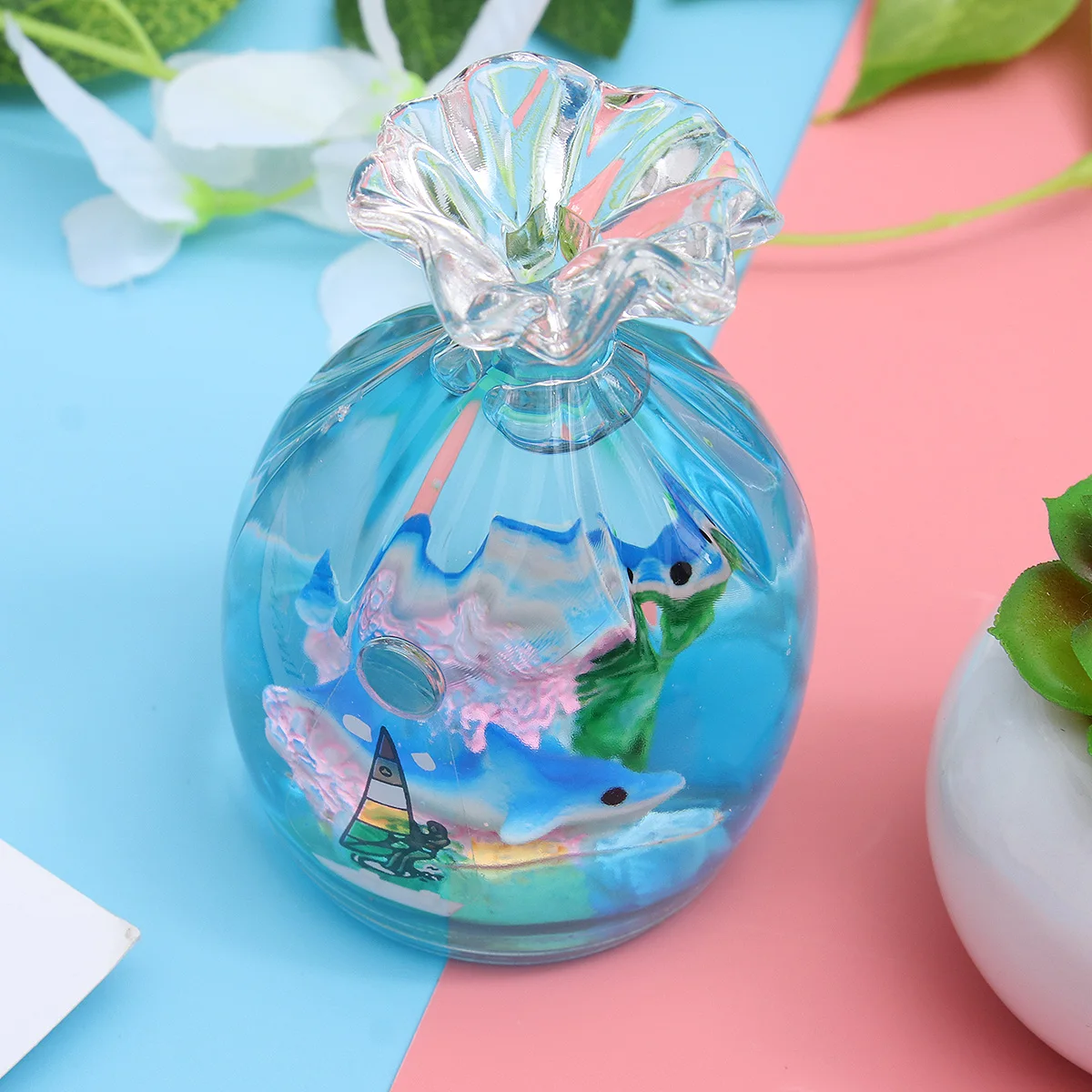 

Oil Drop Pen Insert Ornament Motion Timer Liquid Hourglass Home Bubble Holder Music