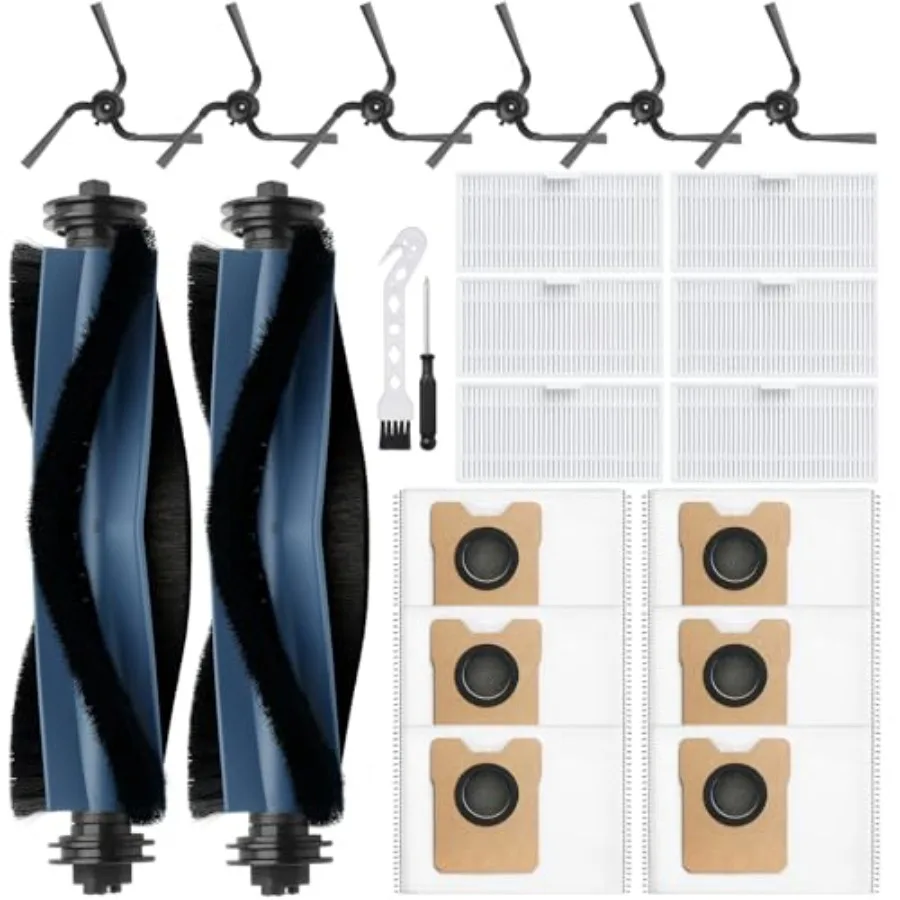 22 Pack Replacement Parts Compatible with for Eufy C10 Robot Vacuums Accessories kit, 2 Roller Brush, 6 HEPA Filters, 6 Side Br