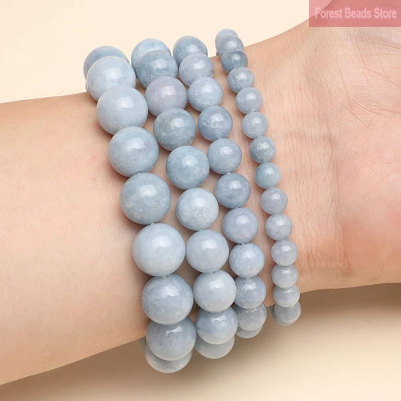 6/8/10/12mm Natural Blue Chalcedony Jasper Jade Bracelets Classic Men Women Buddha Bracelets Minimalist Yoga Meditation Jewelry
