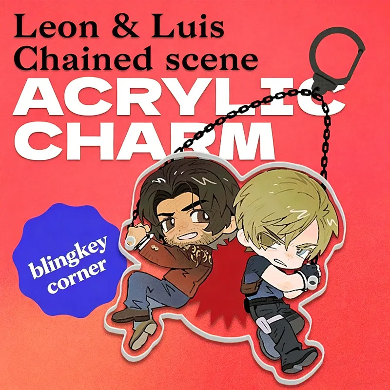 Llavero Acrílico de Resident Evil - Dijes de Leon Kennedy y Luis Serra Navarro - RE4 Remake, Juego de Terror de Supervivencia, Estilo Anime, Regalo