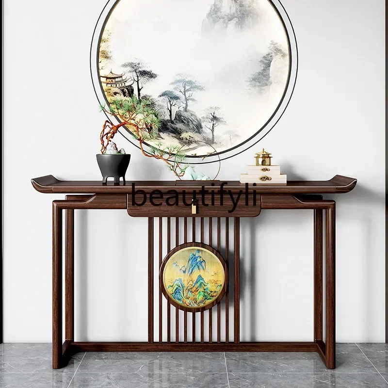 A139  New Chinese-style entrance table, ebony wood strip case, living room entry entry table  ultra-narrow solid wood entrance c