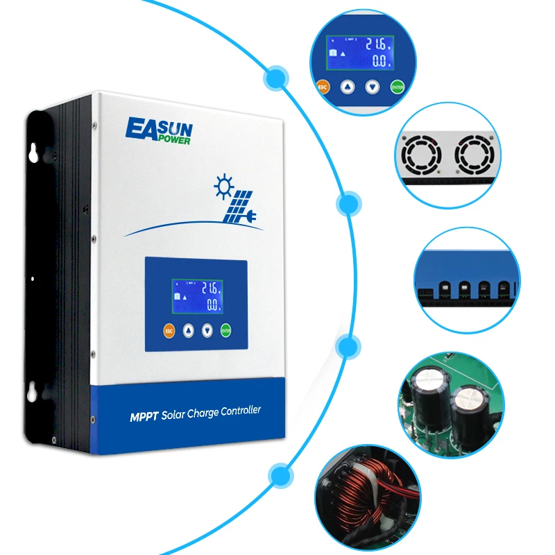 Easun POWER 80A/100A MPPT جهاز التحكم بالشحن بالطاقة الشمسية 12 فولت/24 فولت/36 فولت/48 فولت شاحن بطارية ماكس 150VDC الخلفية LCD منظم الطاقة الشمسية