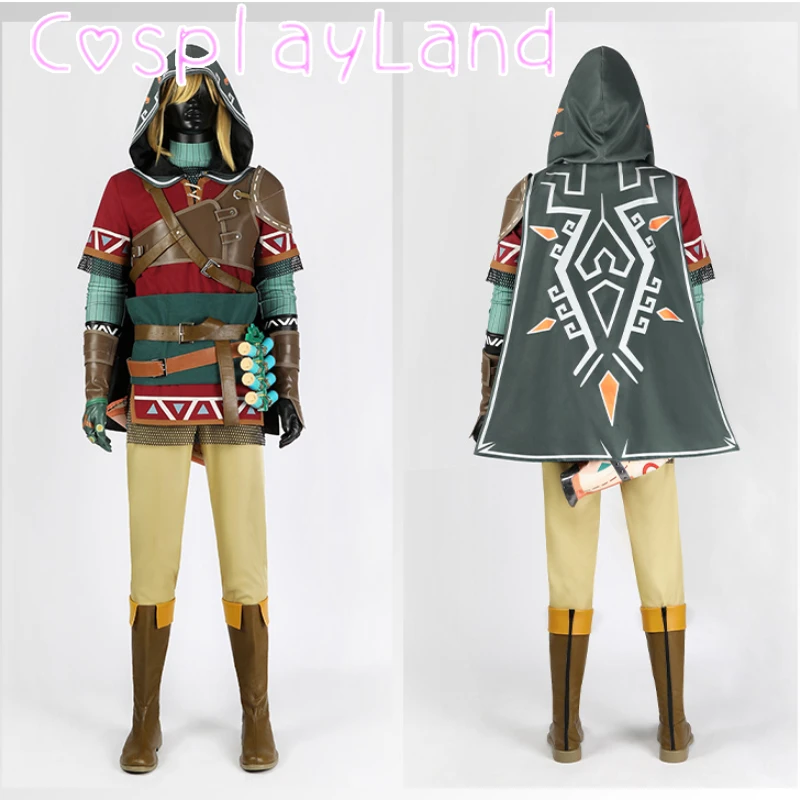 

Game Tears of Kingdom Link Hylian Tunic Cosplay Costume Men's Hylian Tunic Suit with Shoes Halloween Carnival Party Costume