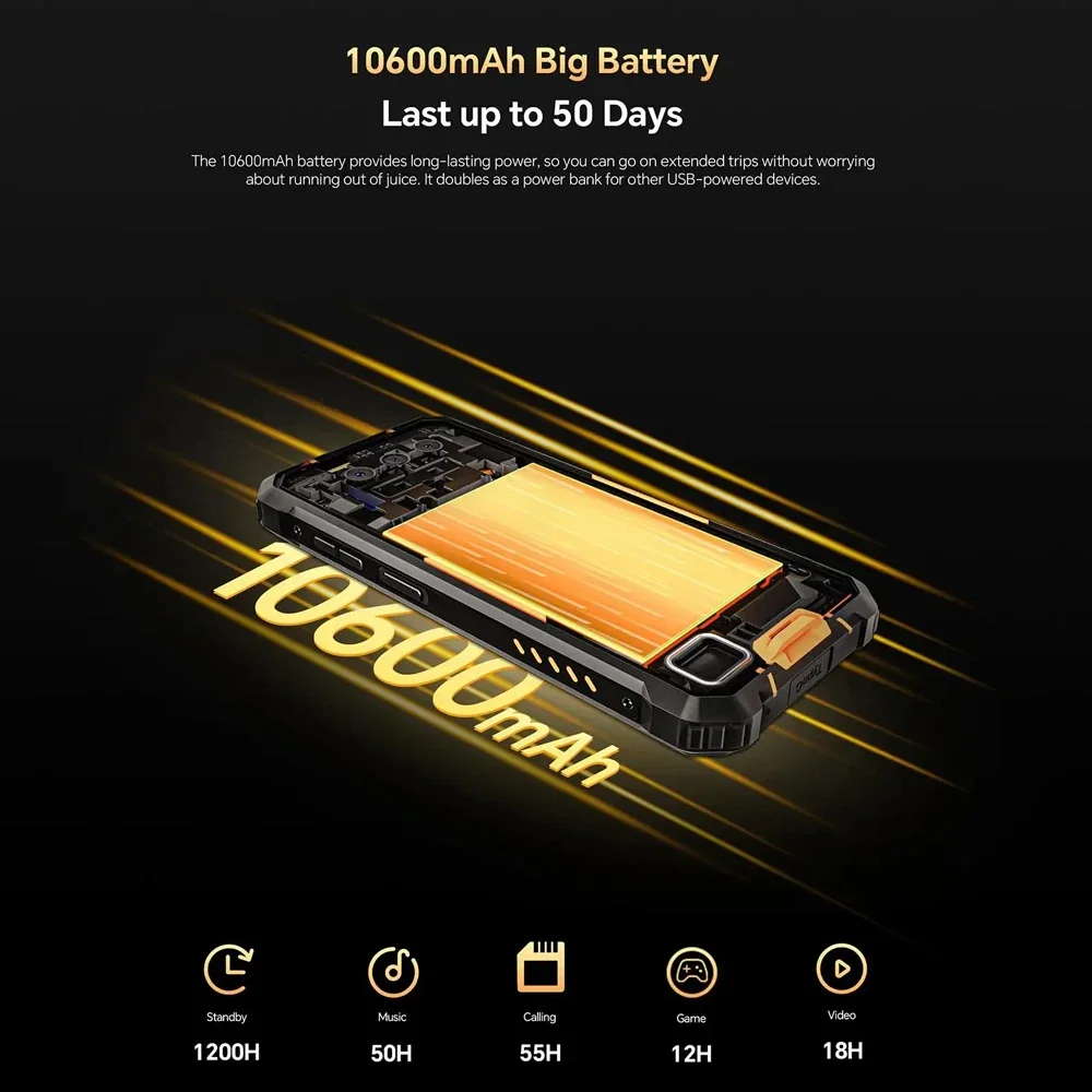 Oukitel WP23 Plus 4G Rugged Smartphone Android 14 6.52" HD 8GB+256GB Unisoc T606 Octa-core Mobile Phone 10600mAh 13MP NFC Phones