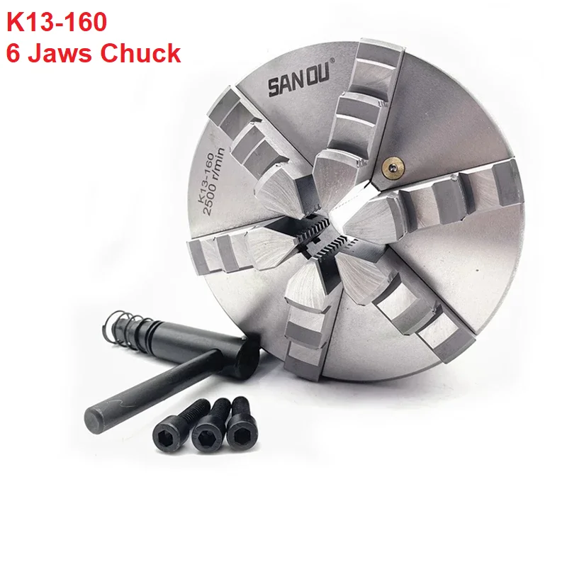 K13-160 6Jaws Lathe Chuck Self Centering With Turning Machine Tools Accessories for Drilling Milling Working