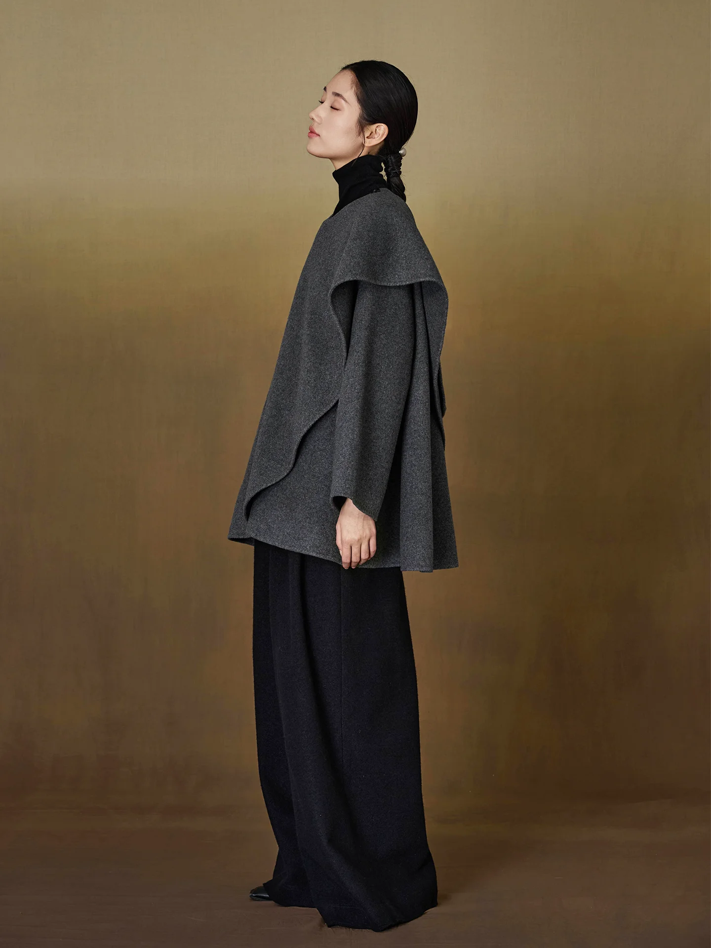 

Новая двусторонняя шерстяная накидка NAAMSAAN в китайском стиле, свободная верхняя одежда, женская осенне-зимняя накидка-шаль