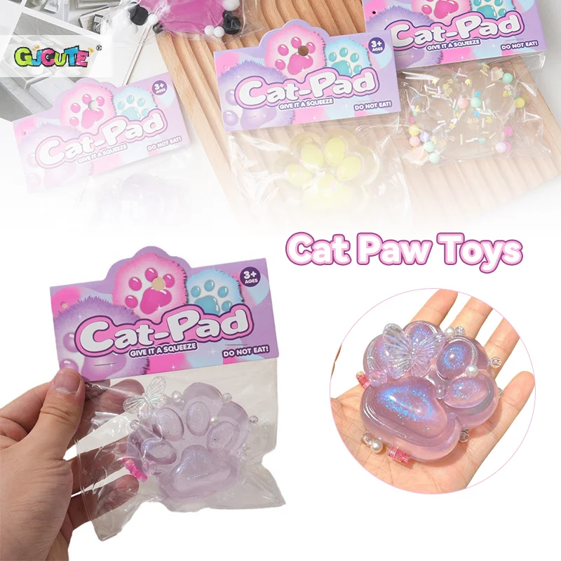 Amethyst Cat Paw Decompression Toys Kawaii Cartoon Stress Relief Slow Rising Toys For Adult Kids Slow Rebound Antistress Toy