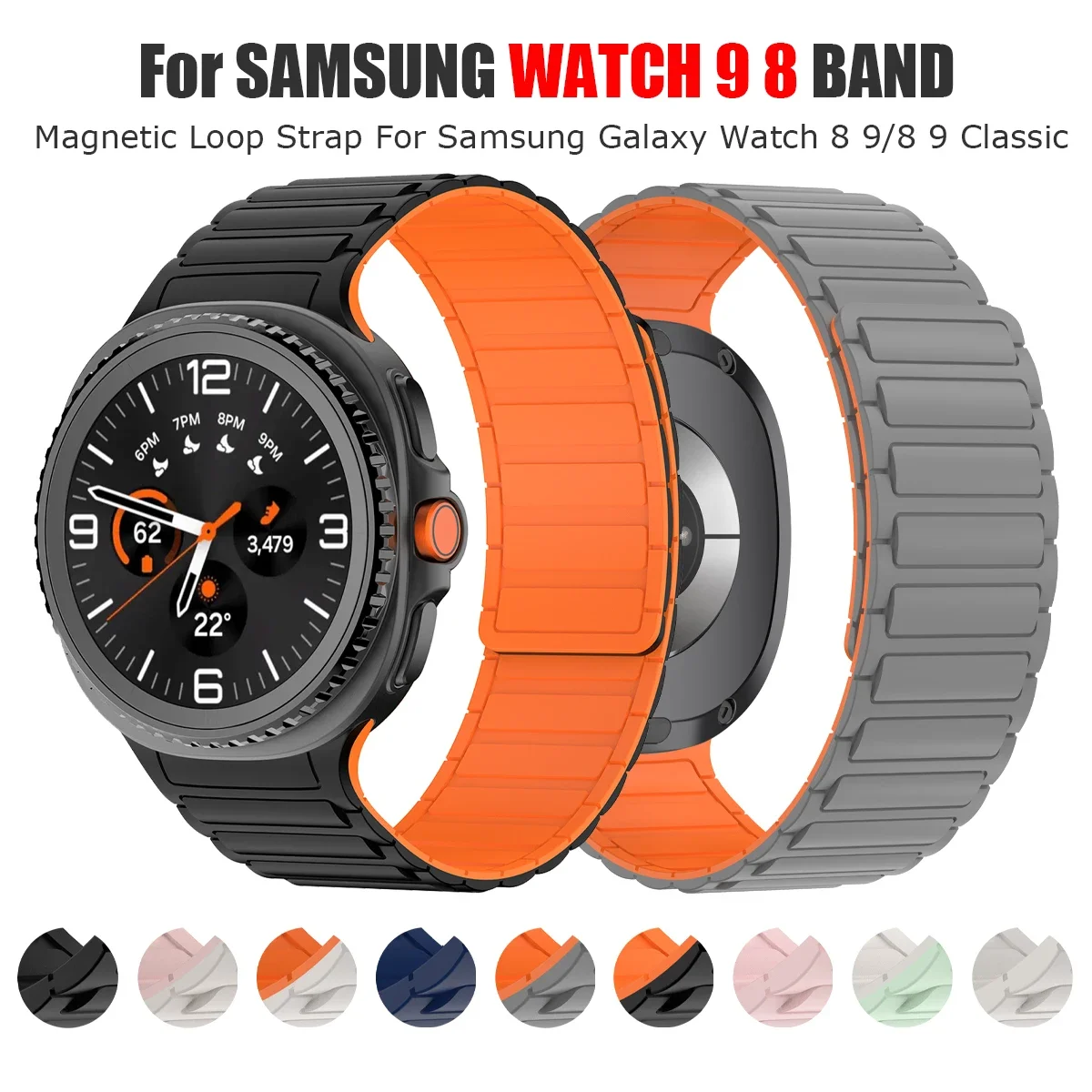 Silicone Strap For Samsung Galaxy Watch 8 9 40mm 44mm Magnetic Loop Bracelet Wristband For Galaxy Watch 8 9 Classic 46mm Belts