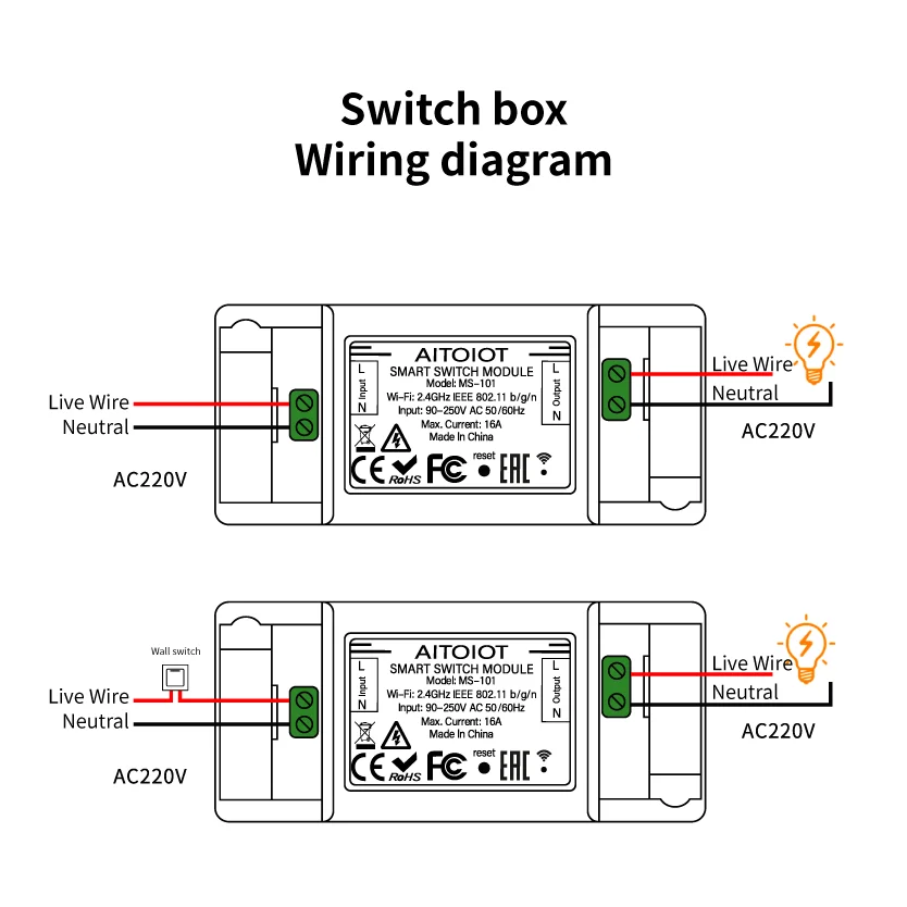 WiFi Bluetooth Smart Light Switch Universal Breaker Timer Smart Life APP Wireless Remote Control Works