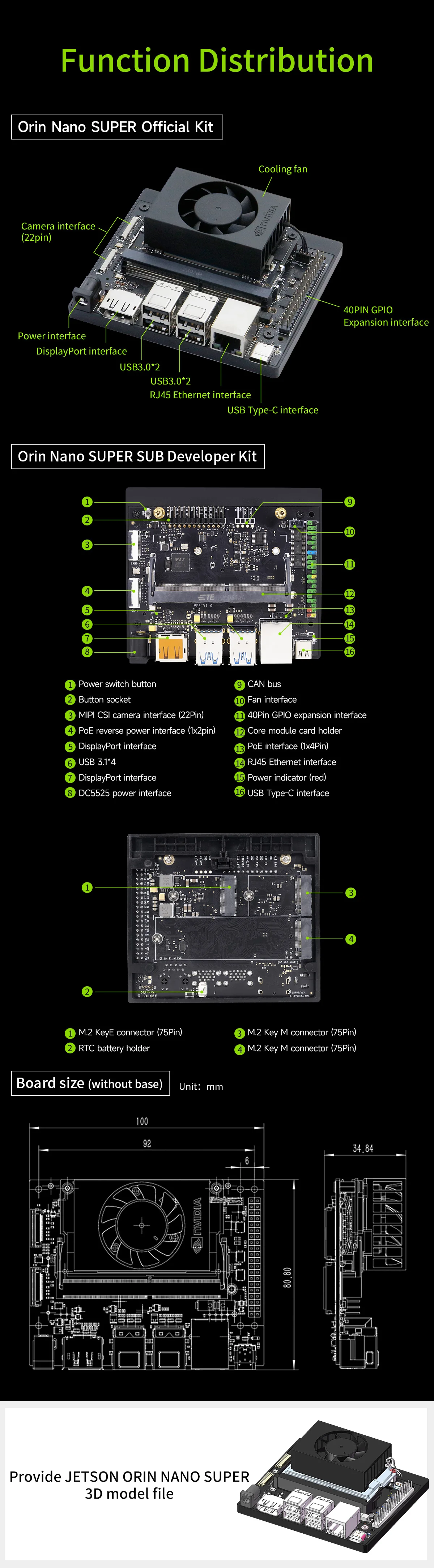 Jetson Orin NANO SUPER Entwickler-Kit Basierend auf Offiziellem Kernmodul Eingebettetes Entwicklungsboard für Python ROS KI Deep Learning – Detail 28
