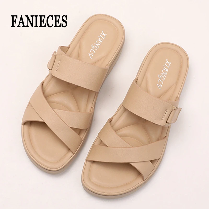 

Beach Vacation Slip-on Slippers Women Summer Comfort Durable Open Toe Soft Comfortable Slide Outdoor Beach Sandals мюли женские