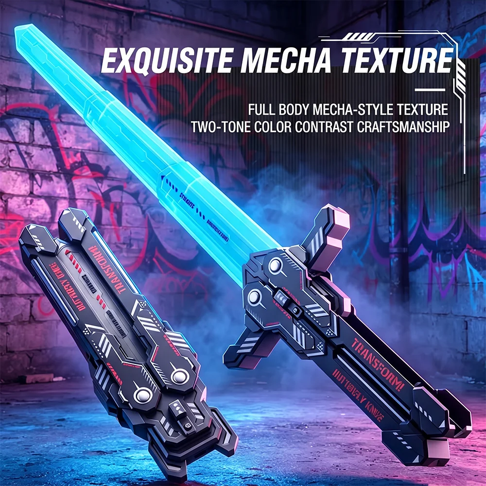 Mecha Gravity Sword Butterfly Knife Toy Stress Relief Fancy Trick EDC Fidget Toy Cyberpunk Style Cool Weapon Model
