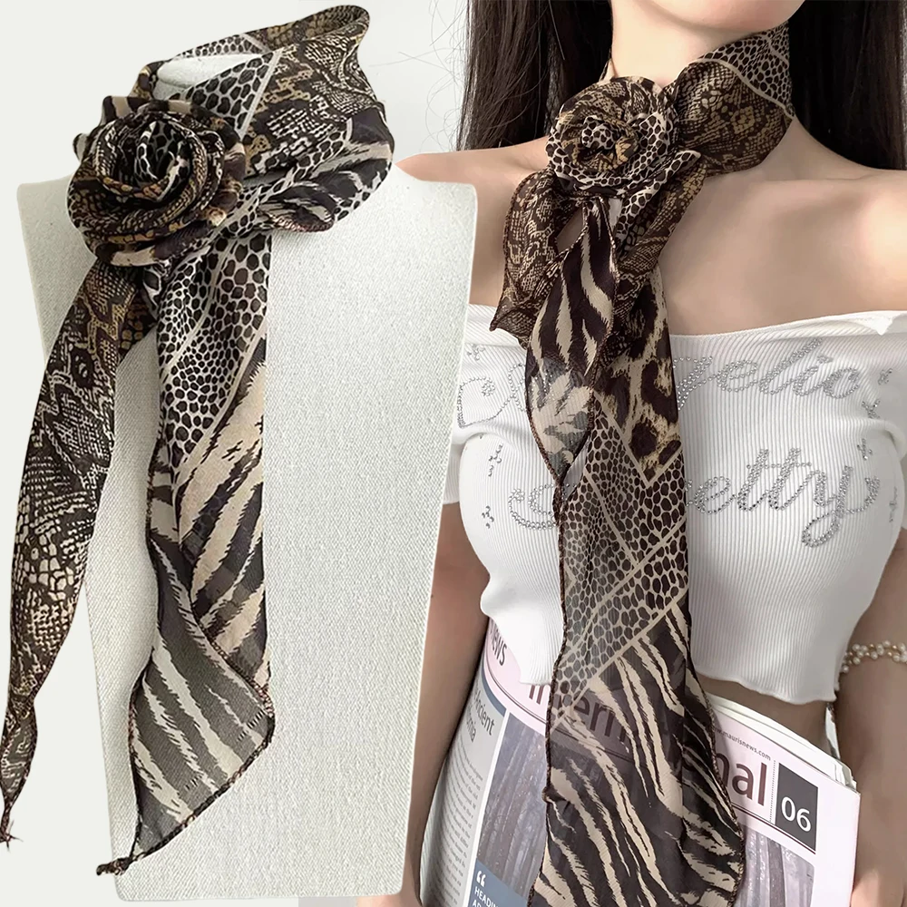 

Luxury Floral Print Silk Square Scarf Women Soft Satin Kerchief Hairband Neckerchief Head Hijab Lady Headband Foulard Bag Ribbon