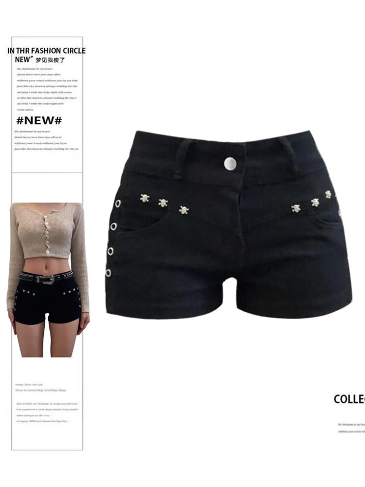 2025 Summer Women Y2k Gyaru Low Rise Shorts 2000s Kpop Korean Hot Pants Tide Coquette Punk Dark Academia Shoujo Abi Grunge Goth