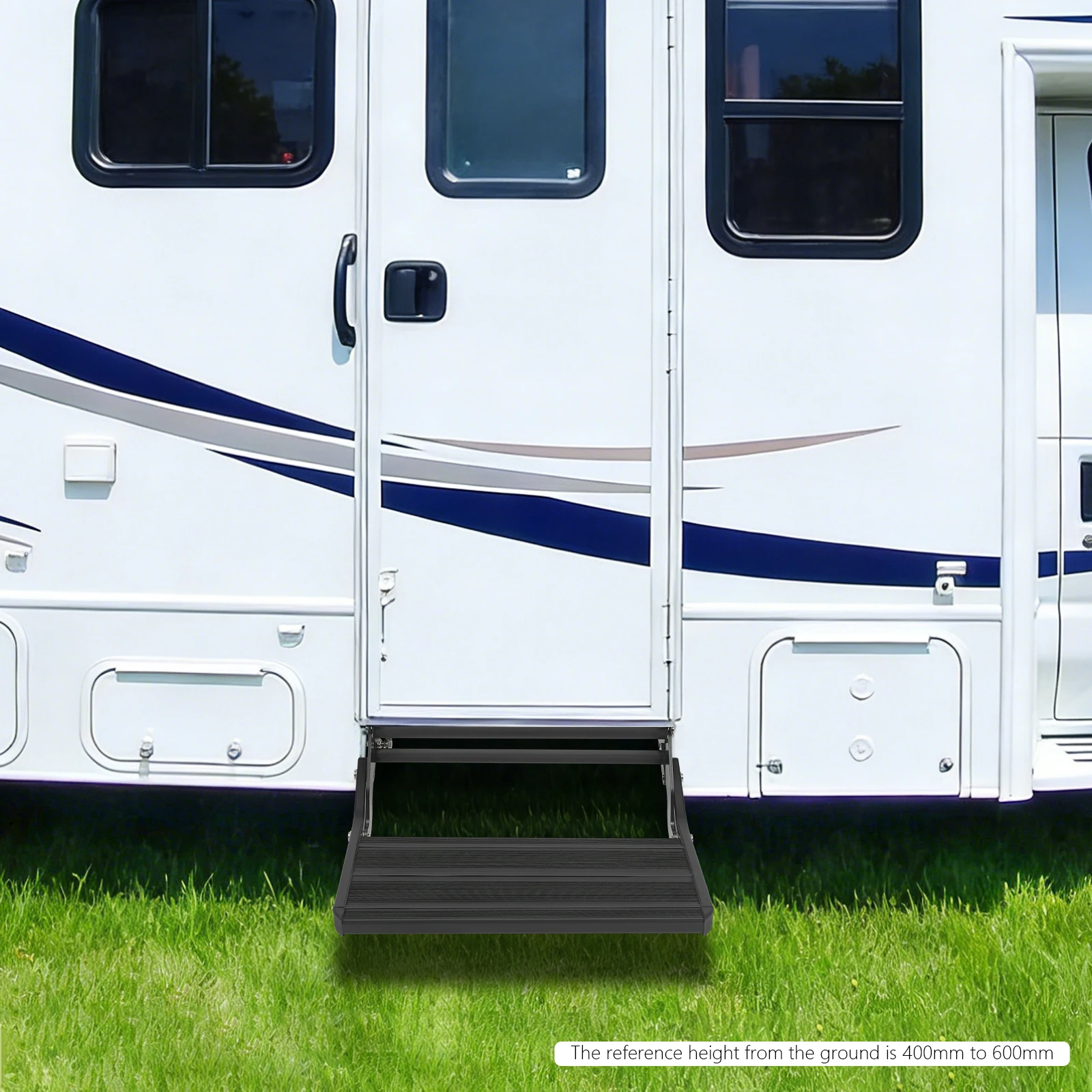

550*210mm Single-level RV Step, Retractable Metal Step, 200kg Load Capacity Camper Van Step For Caravan And Trailer With A Ground Clearance Of 15.75-23.62in