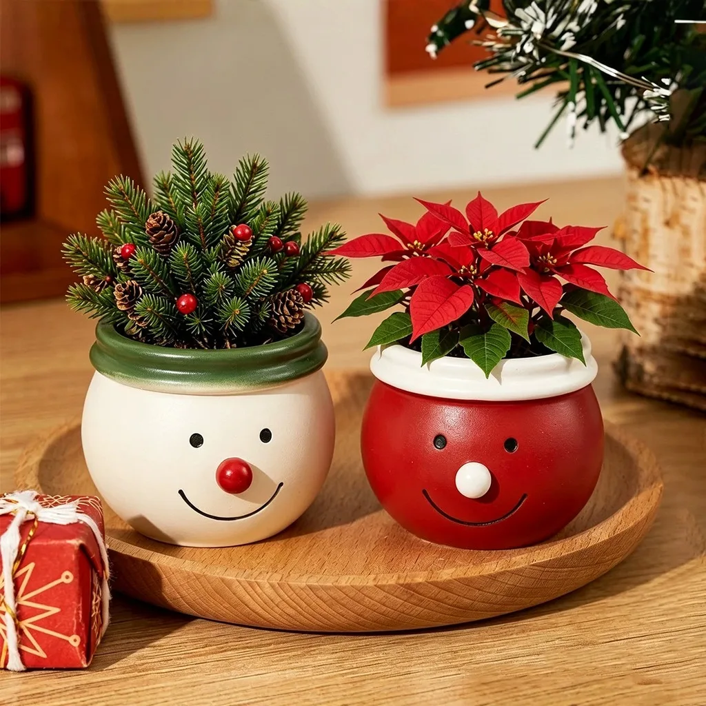 Plaster Mold Soft Desktop Decor Mold Planter Mold Smiling For Office Desks Holiday Ornament Living Room Desktops
