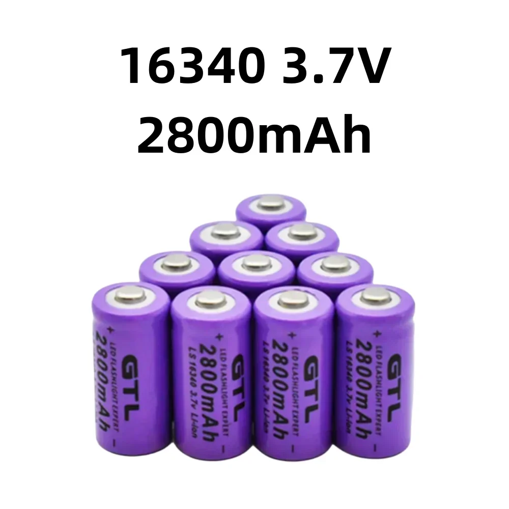 3.7V 2800mAh Li-ion 16340 Battery CR123 CR123A Rechargeable Batteries for Laser Pen LED Flashlight Camera