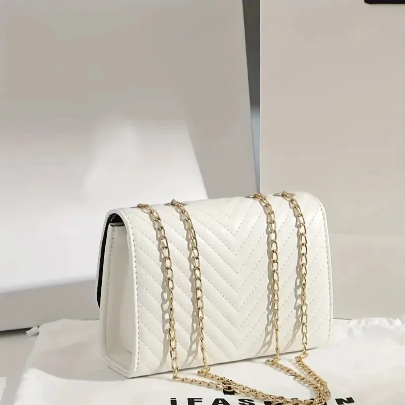 Fashion Chain Crossbody Bag, Women's Quilted Shoulder Bag, Luxury Tassel Decor Square Purse image 2