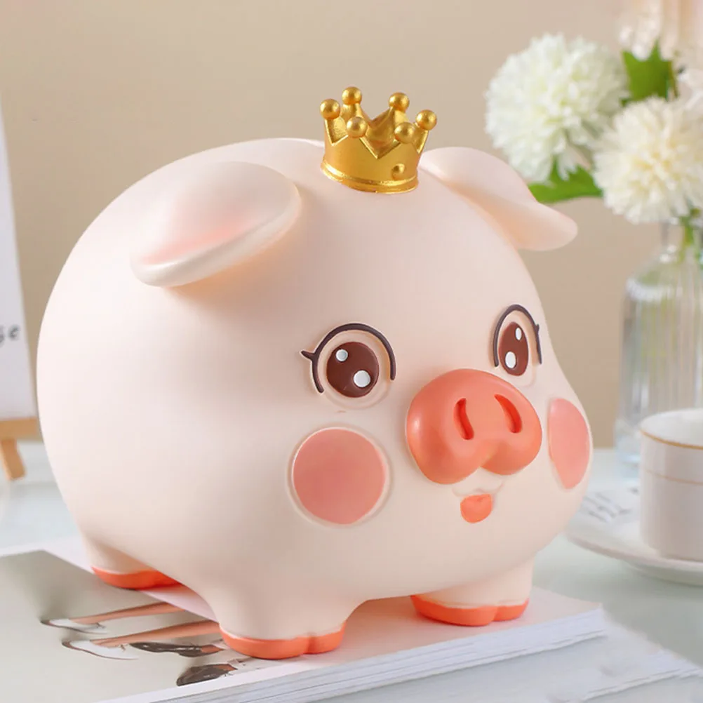 

Piggy Bank Coin Saving Pot Vinyl Crown Medium Size Cartoon Creative Piggy Bank Home Decor Gift Birthday Christmas