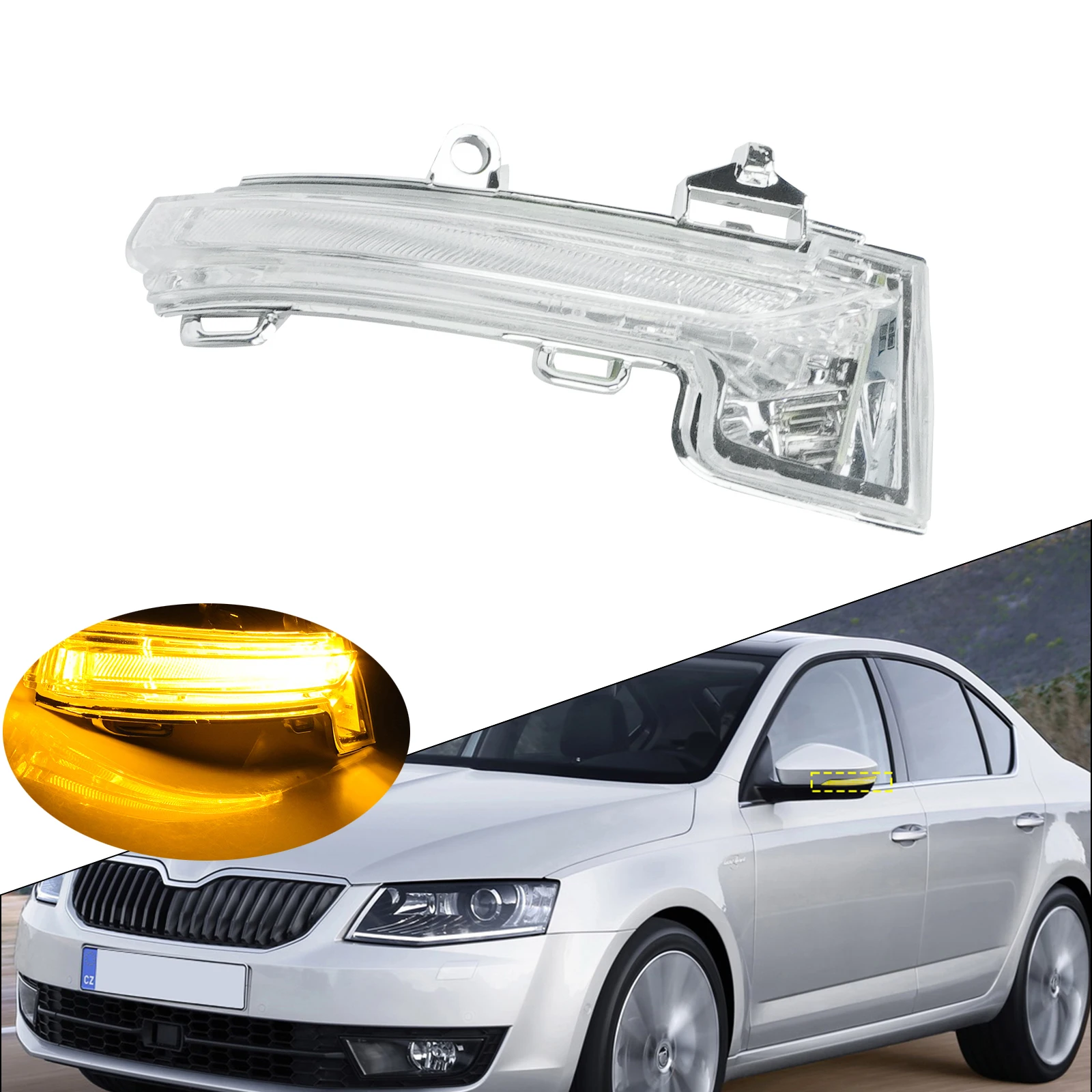 Left Hand LED Side Wing Mirror Indicator Turn Signal Light Clear Lens For Skoda Octavia III MK3 2013-up 5E0949101